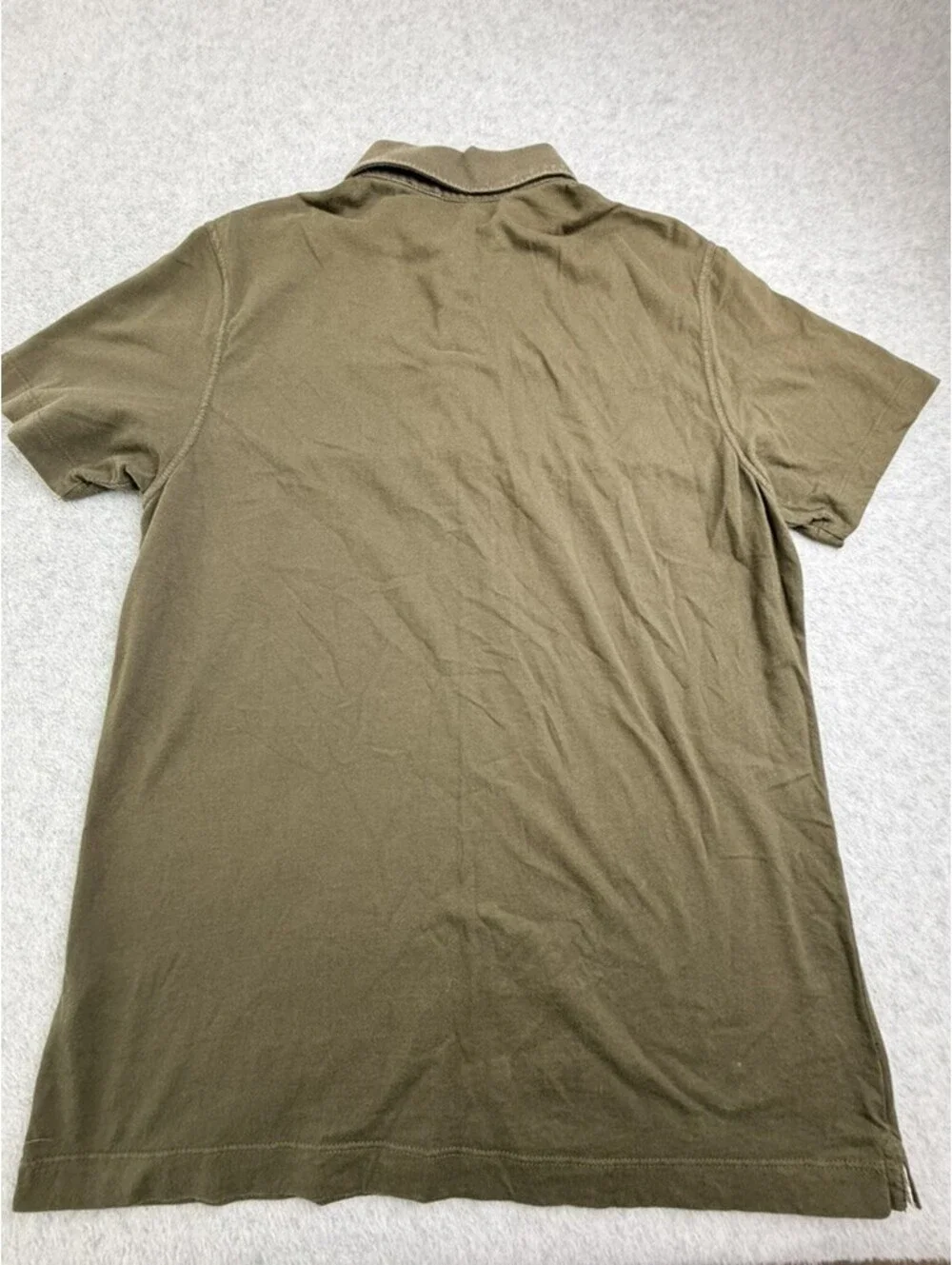 Banana Republic Mens Polo Shirt M Olive Green Lime Stripe Cotton Short Sleeve